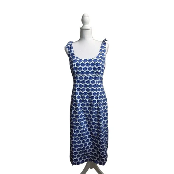 Kate Spade Blue & White Shell Tie-shoulder Dress NWT Size 8 - Picture 6 of 13